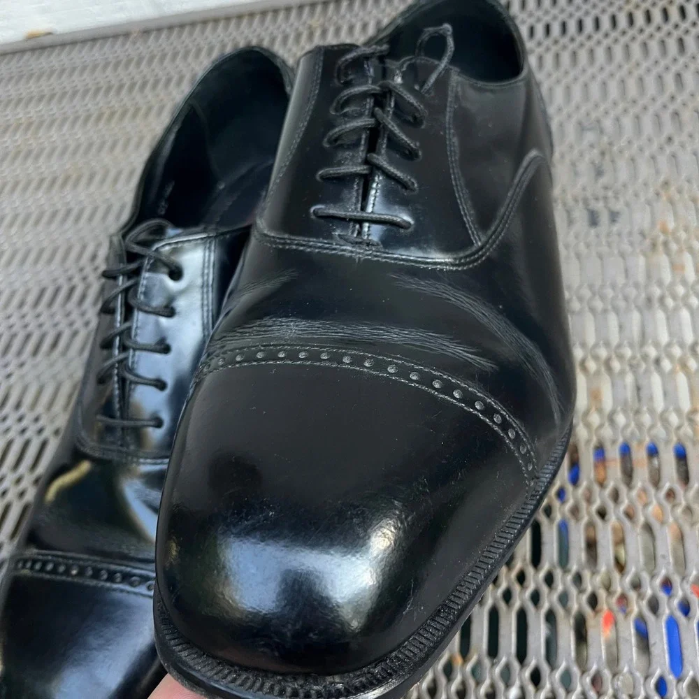 Florsheim Oxford Shoes Men 11 3E Black Leather Cap Toe Brogue 17067-01